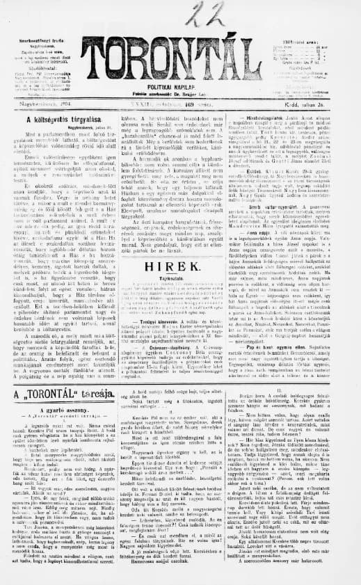 Torontál, 33. évf. 1904. július 26. 169. sz.