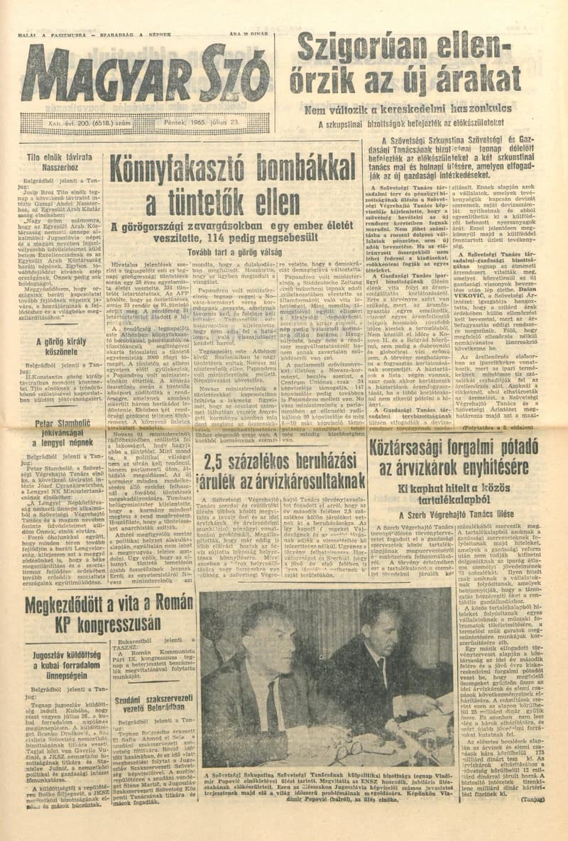 Magyar Szó, 22. évf. 1965. július 23. 200. sz. 1–12. oldal