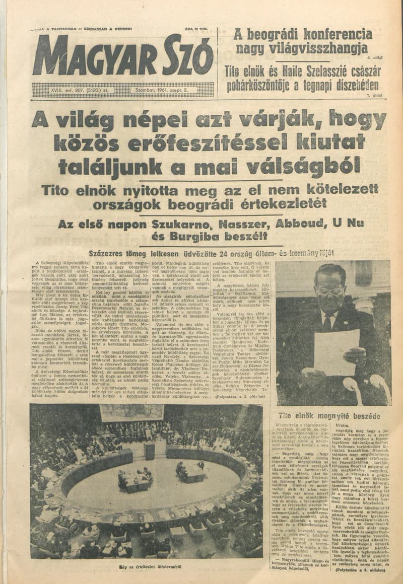 Magyar Szó, 18. évf. 1961. szeptember 2. 207. sz. 1–12. oldal