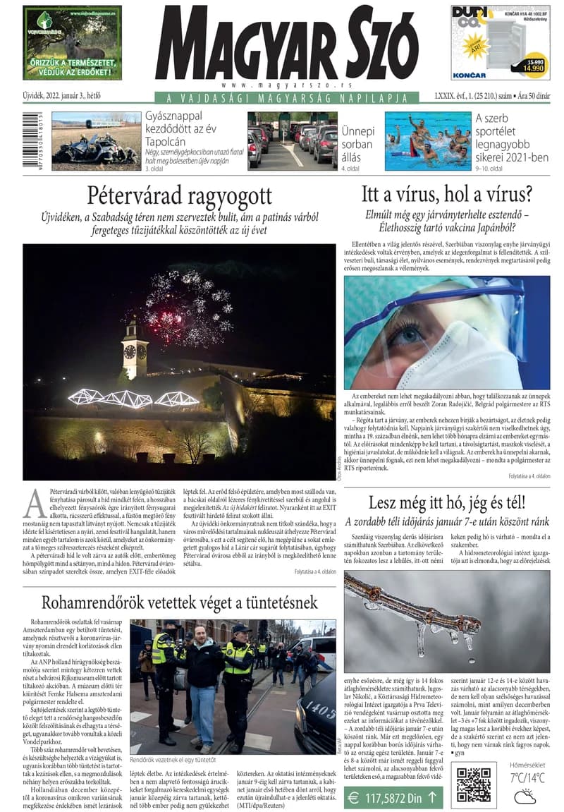 Magyar Szó, 79. évf. 2022. január 3. 1. sz. 1–16. oldal