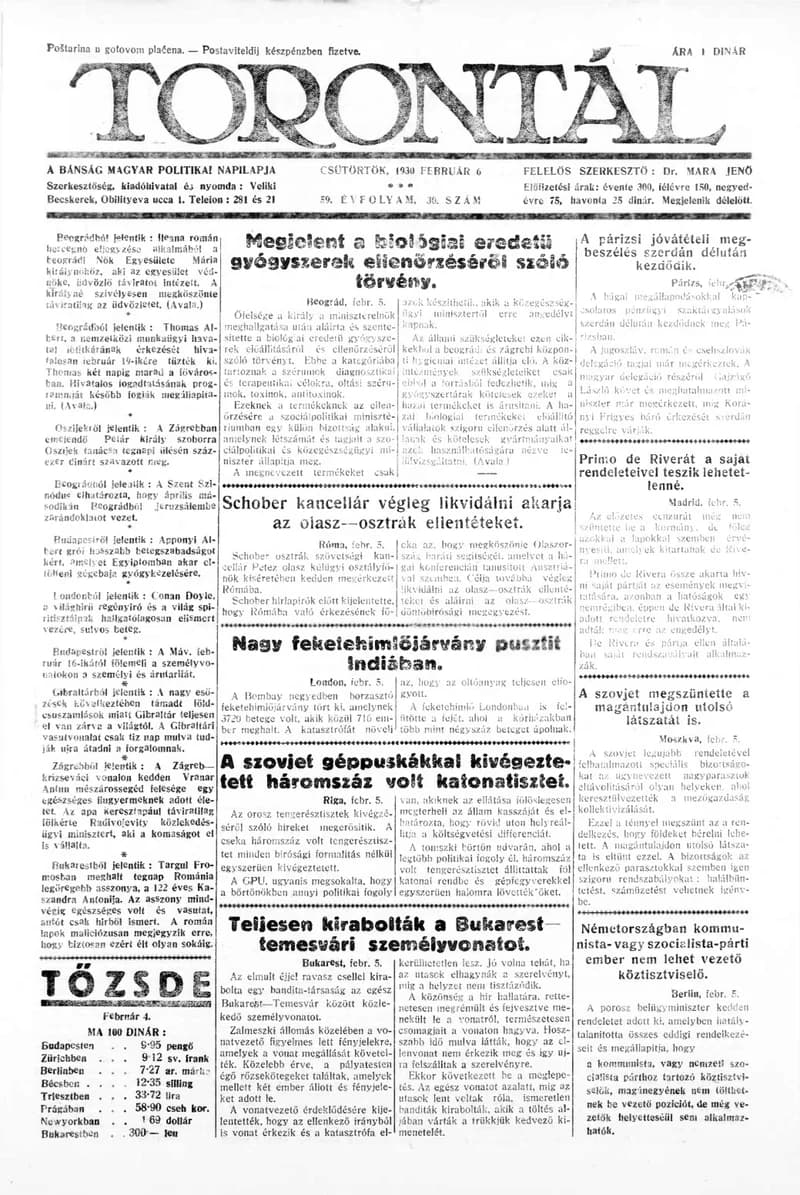 Torontál, 59. évf. 1930. február 6. 30. sz.