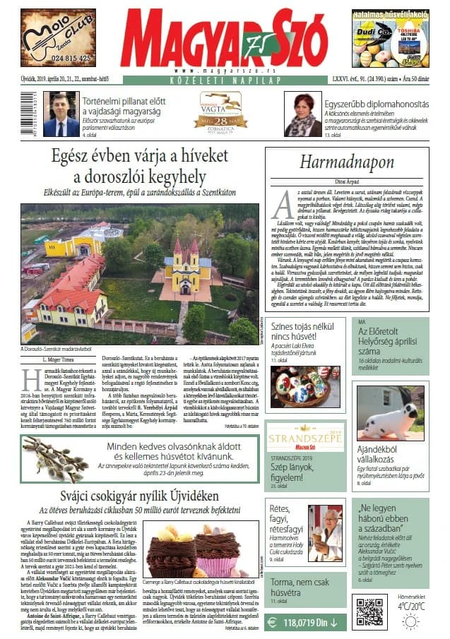 Magyar Szó, 76. évf. 2019. április 20. – 22. 91. sz. 1–60. oldal