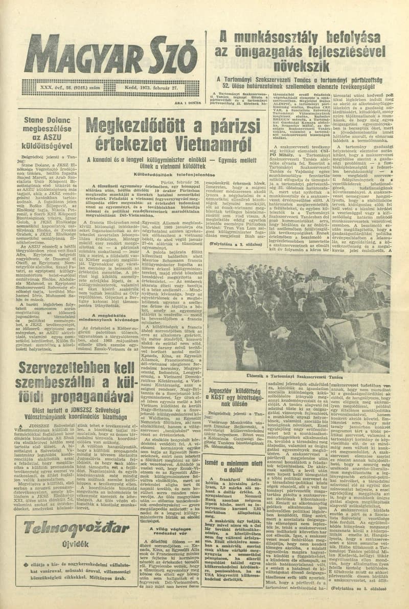 Magyar Szó, 30. évf. 1973. február 27. 56. sz. 1–20. oldal