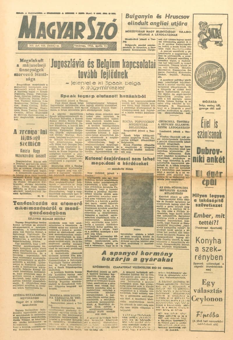 Magyar Szó, 13. évf. 1956. április 15. 103. sz. 1–20. oldal