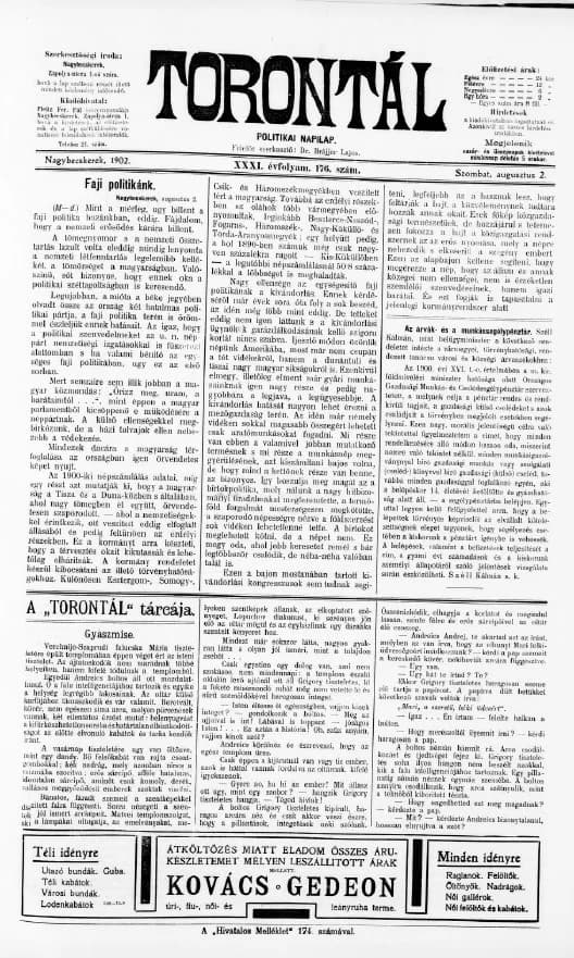 Torontál, 31. évf. 1902. augusztus 2. 176. sz.