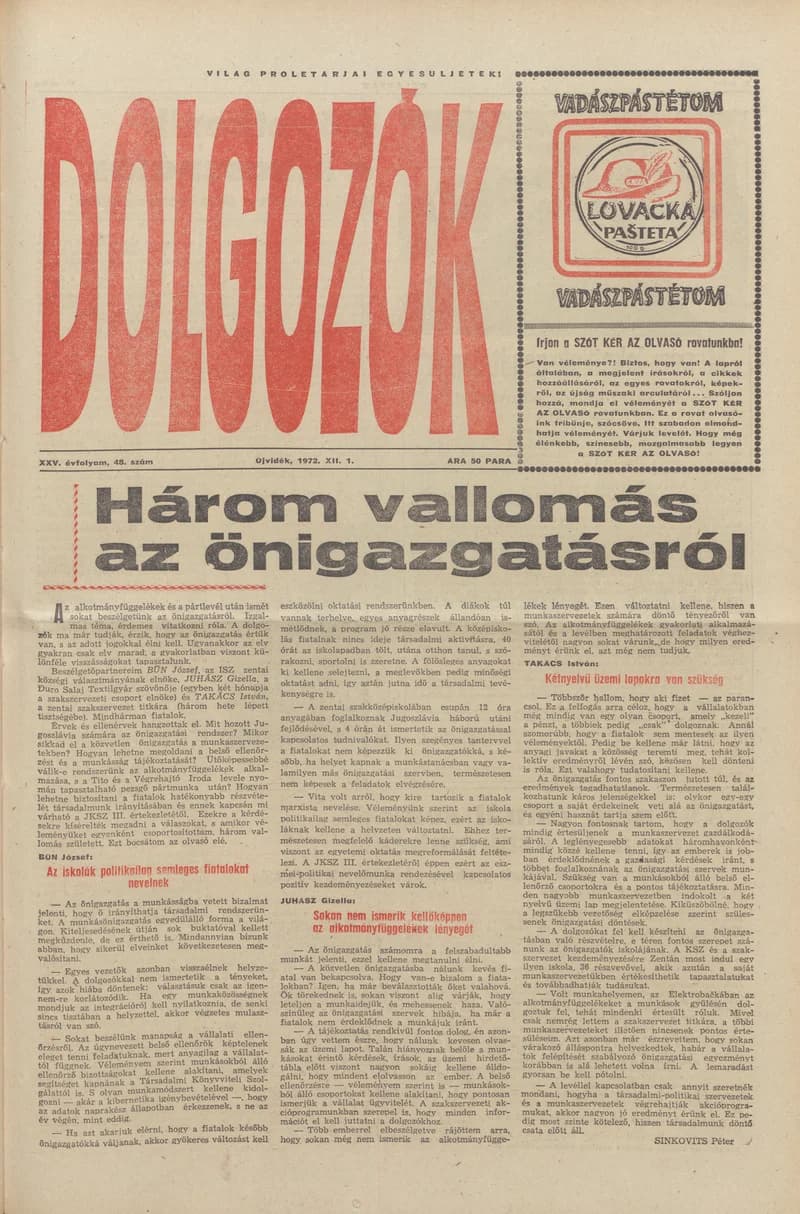 Dolgozók, 26. évf. 1972. december 1. 48. sz.