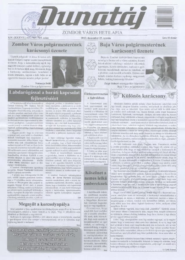 Dunatáj, 15. évf. 2013. december 25. 763–765. sz.