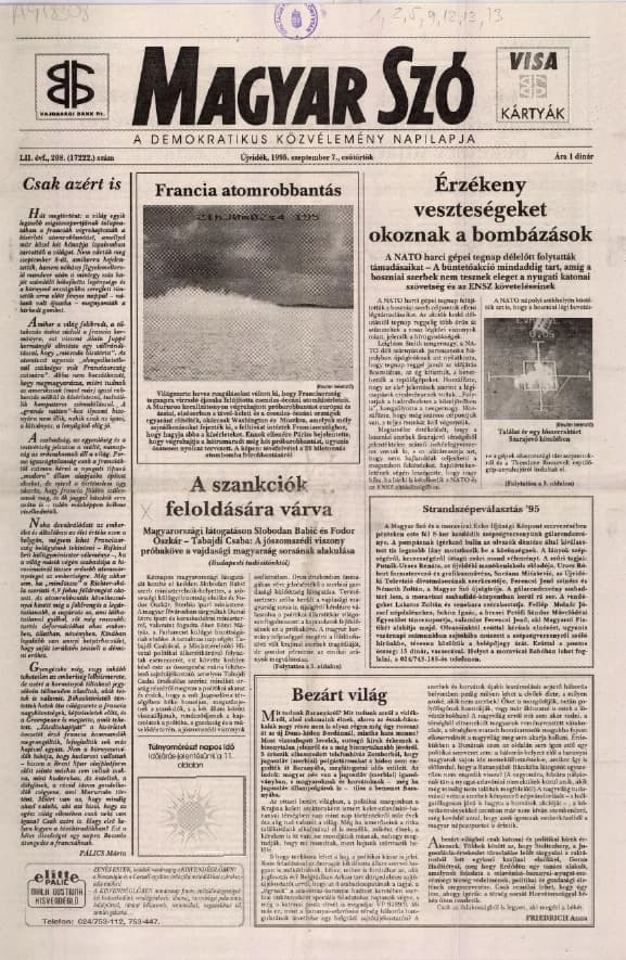 Magyar Szó, 52. évf. 1995. szeptember 7. 208. sz. 1–16. oldal