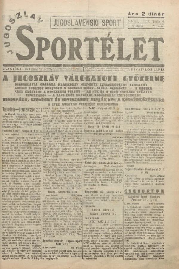 Jugoszláv sportélet, 2. évf. 1923. június 4. 20. sz.