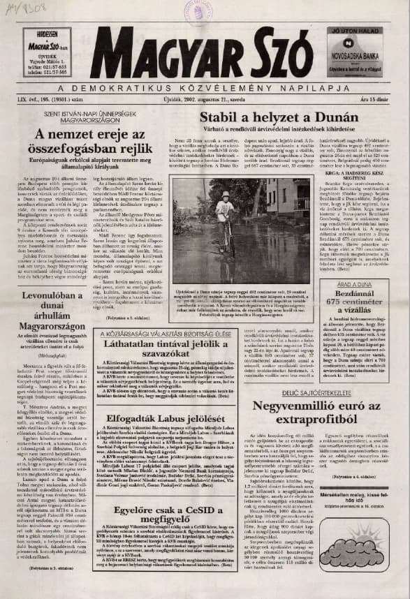 Magyar Szó, 59. évf. 2002. augusztus 21. 195. sz. 1–16. oldal