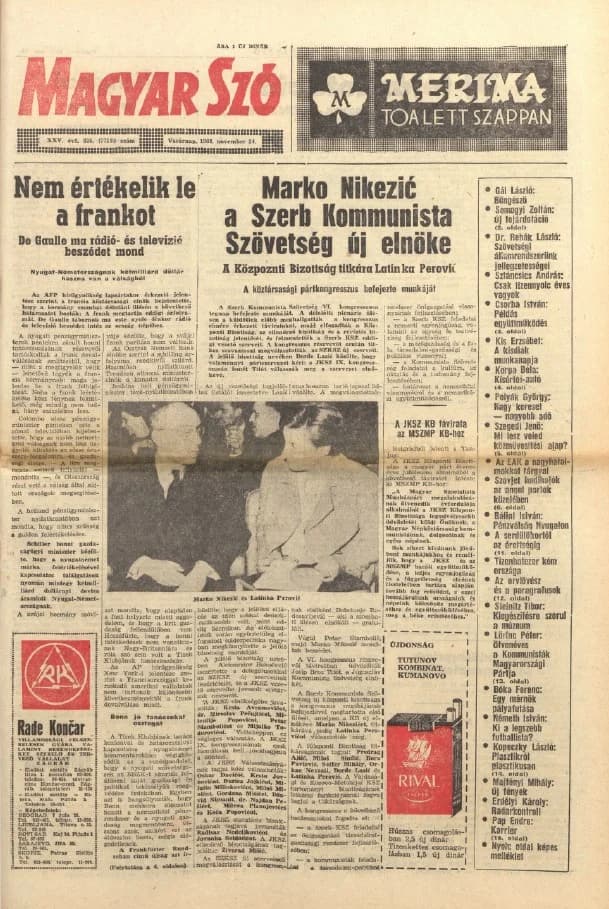 Magyar Szó, 25. évf. 1968. november 24. 325. sz. 1–36. oldal