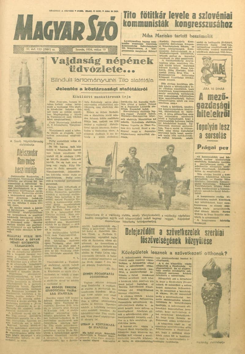 Magyar Szó, 11. évf. 1954. május 19. 133. sz. 1–8. oldal