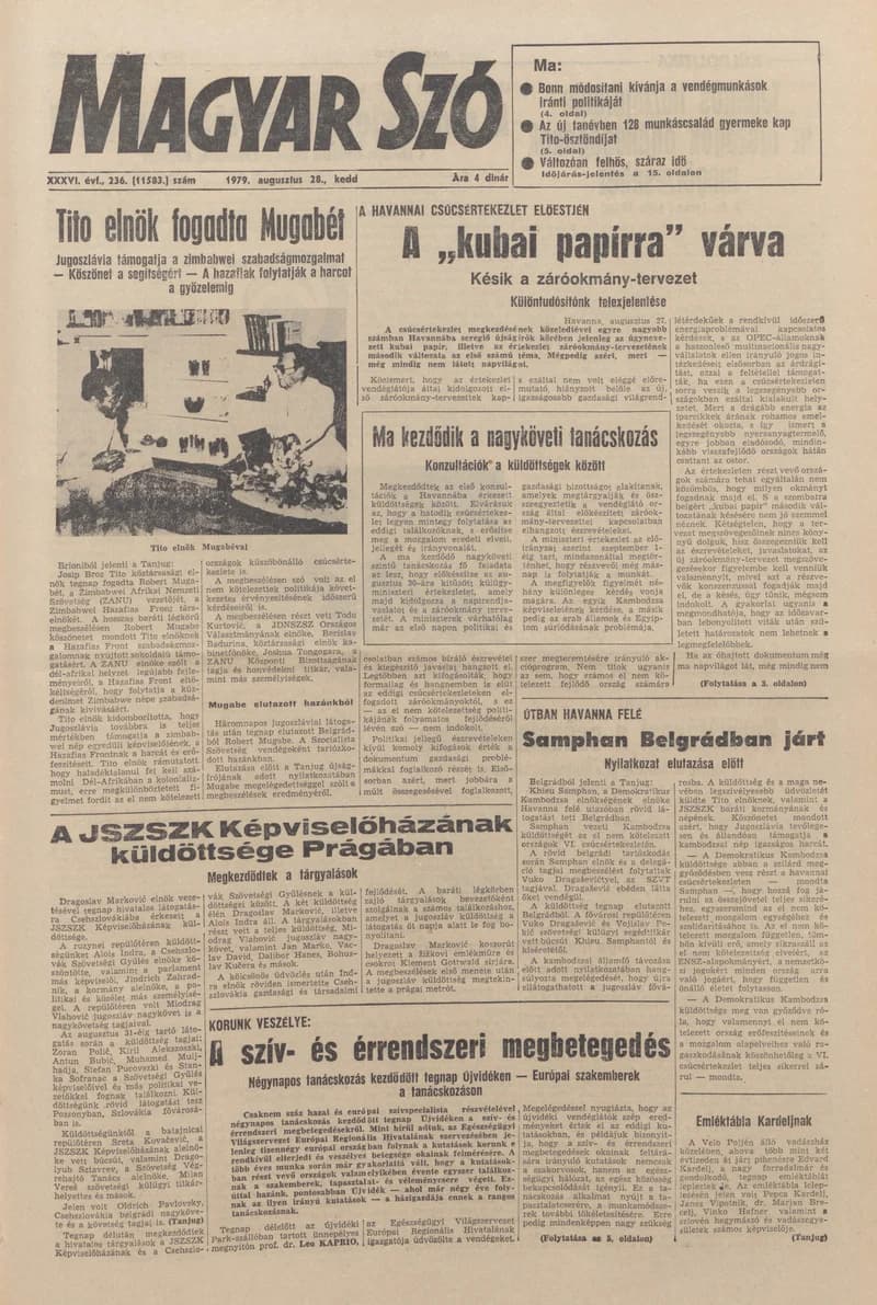 Magyar Szó, 36. évf. 1979. augusztus 27. 235. sz. 1–16. oldal