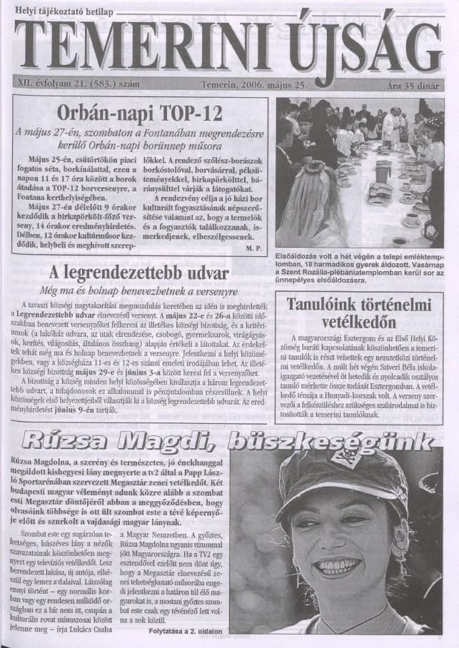 Temerini Újság, 12. évf. 2006. május 25. 21. sz.
