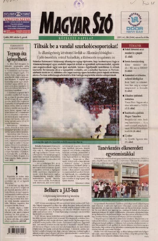 Magyar Szó, 66. évf. 2009. október 2. 230. sz. 1–20. oldal