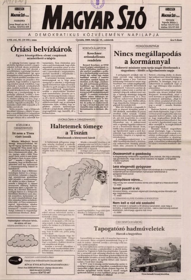 Magyar Szó, 57. évf. 2000. február 10. 33. sz. 1–16. oldal