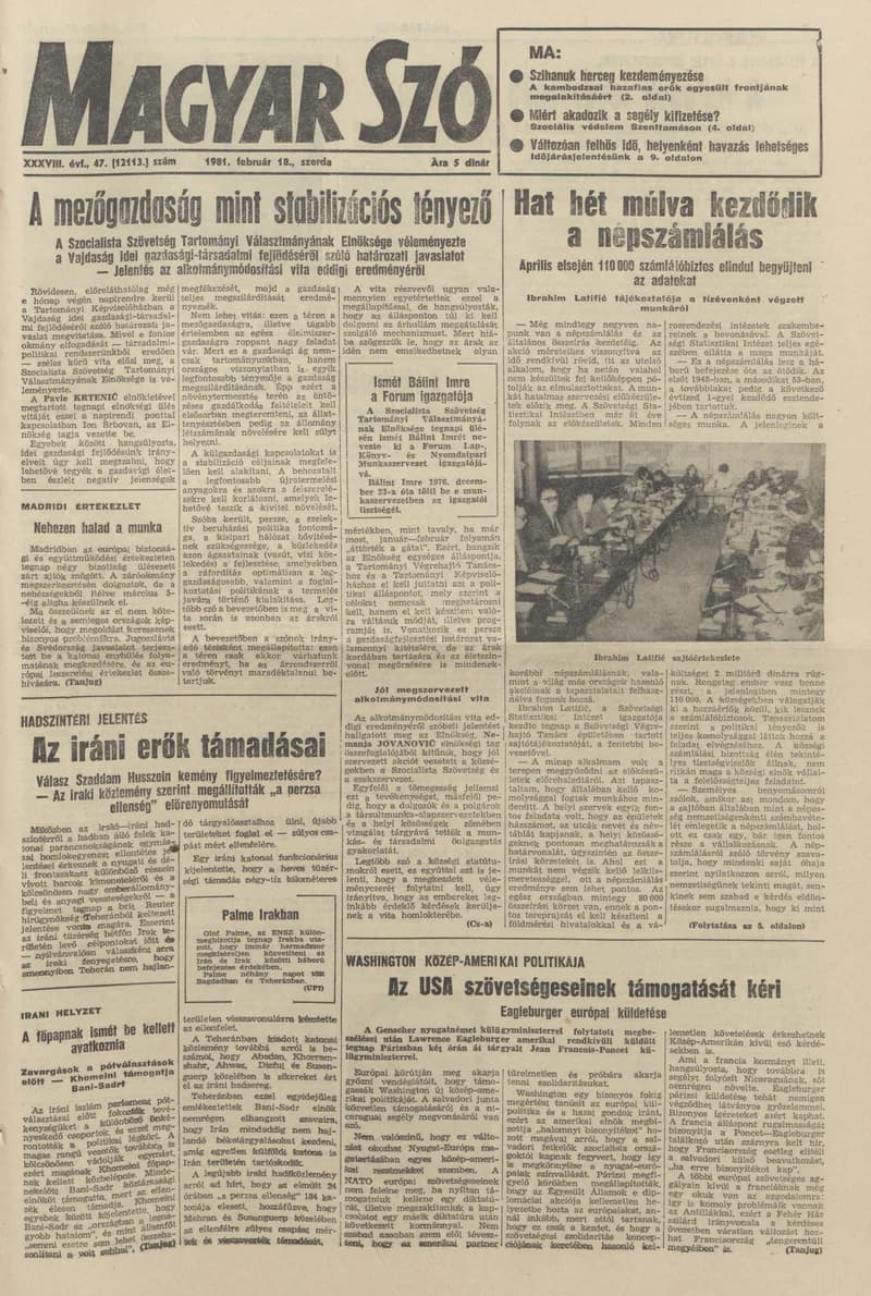 Magyar Szó, 38. évf. 1981. február 18. 47. sz.