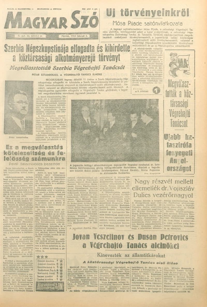 Magyar Szó, 10. évf. 1953. február 6. 36. sz. 1–10. oldal