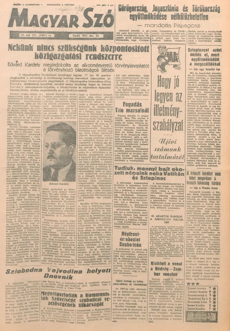 Magyar Szó, 9. évf. 1952. december 30. 311. sz. 1–10. oldal