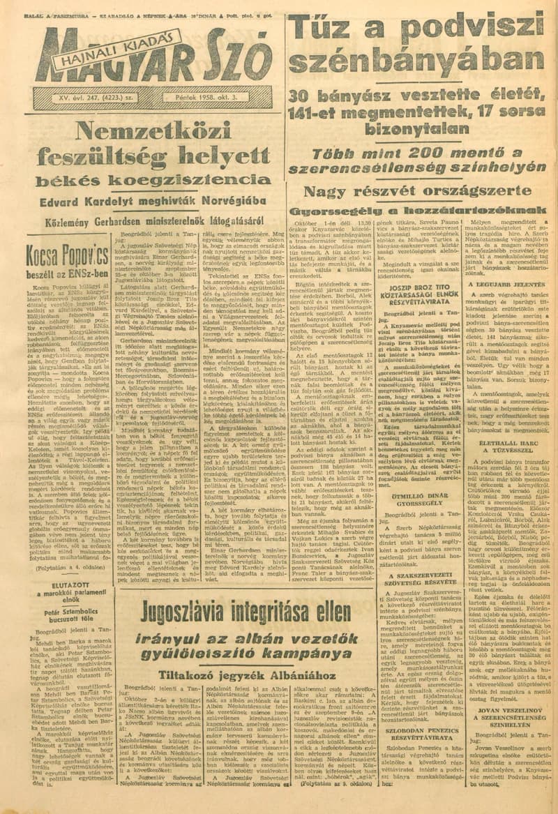 Magyar Szó, 15. évf. 1958. október 3. 247. sz. 1–18. oldal