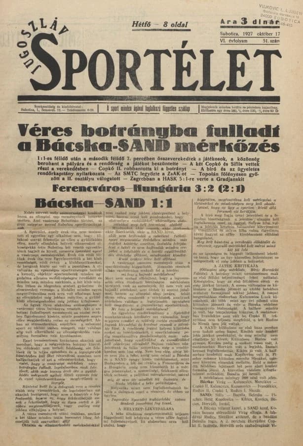 Jugoszláv sportélet, 6. évf. 1927. október 17. 51. sz.