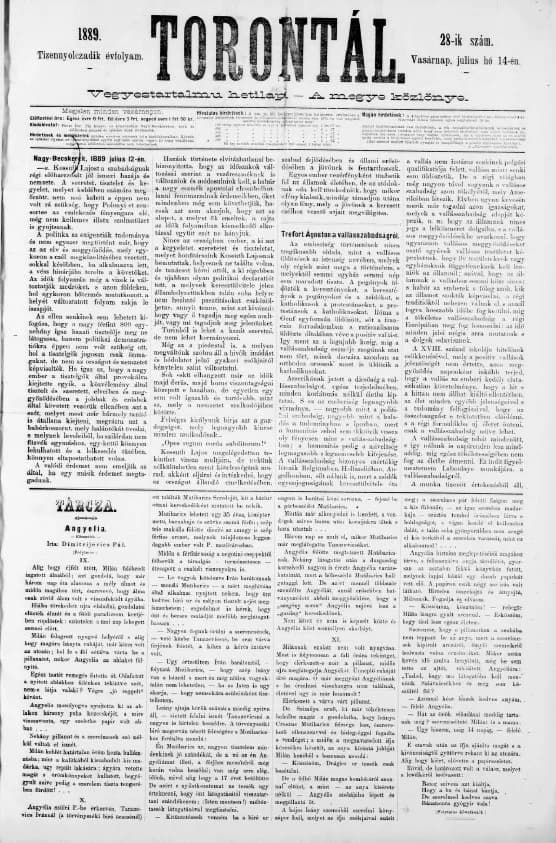 Torontál, 18. évf. 1889. július 14. 28. sz.