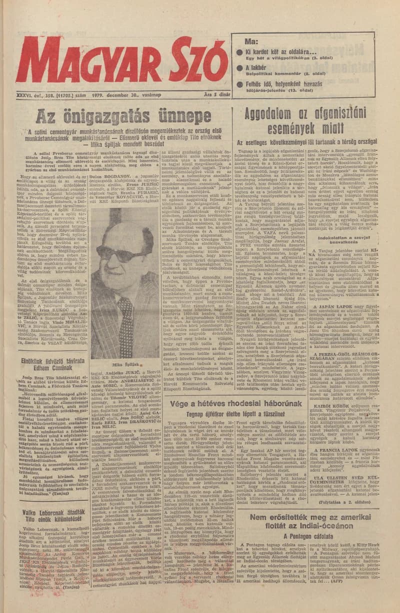 Magyar Szó, 36. évf. 1979. december 30. 358. sz. 1–36. oldal