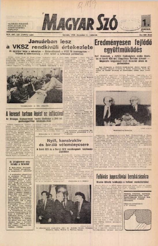 Magyar Szó, 45. évf. 1988. december 8. 337. sz.