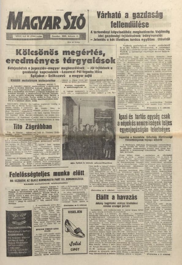 Magyar Szó, 26. évf. 1969. február 8. 37. sz.