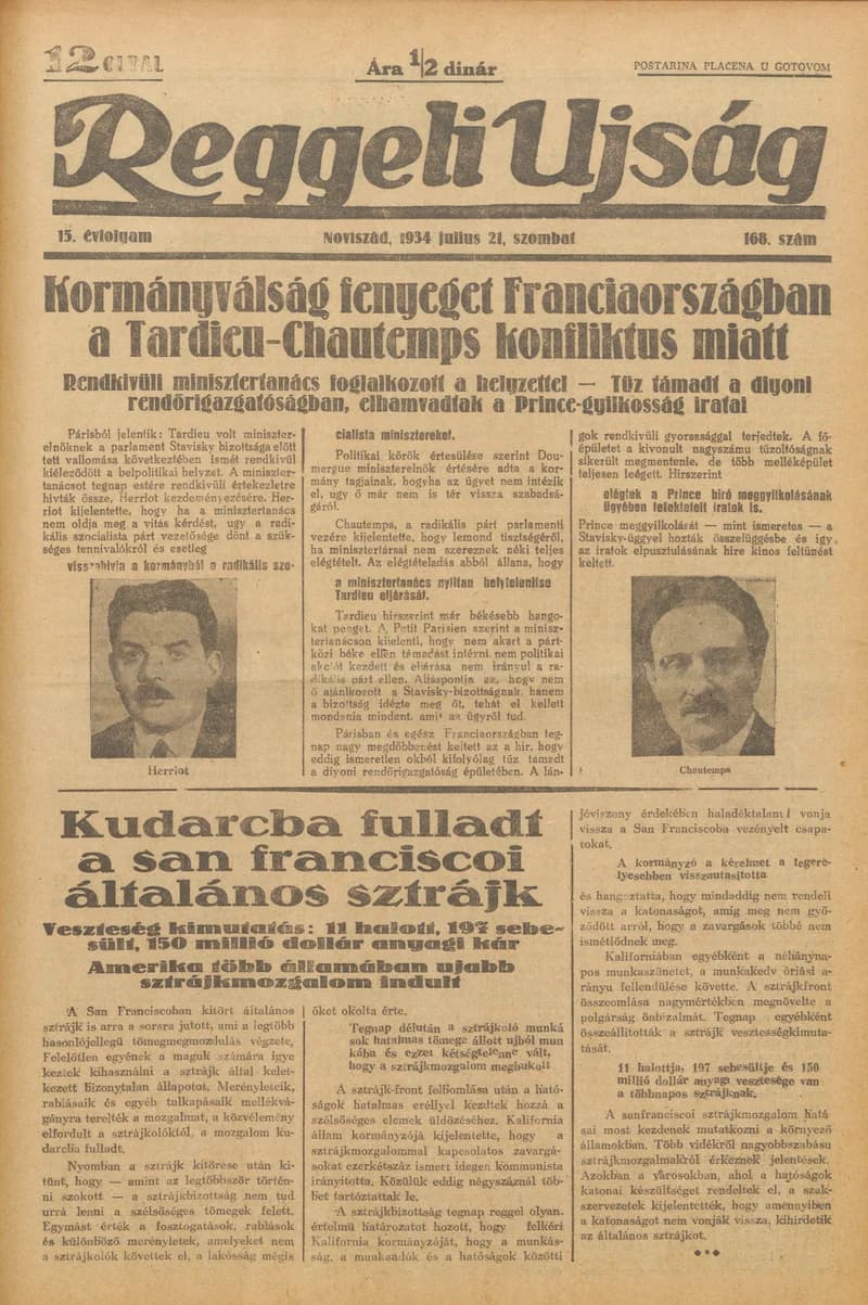 Reggeli Újság, 15. évf. 1934. július 21. 168. sz.