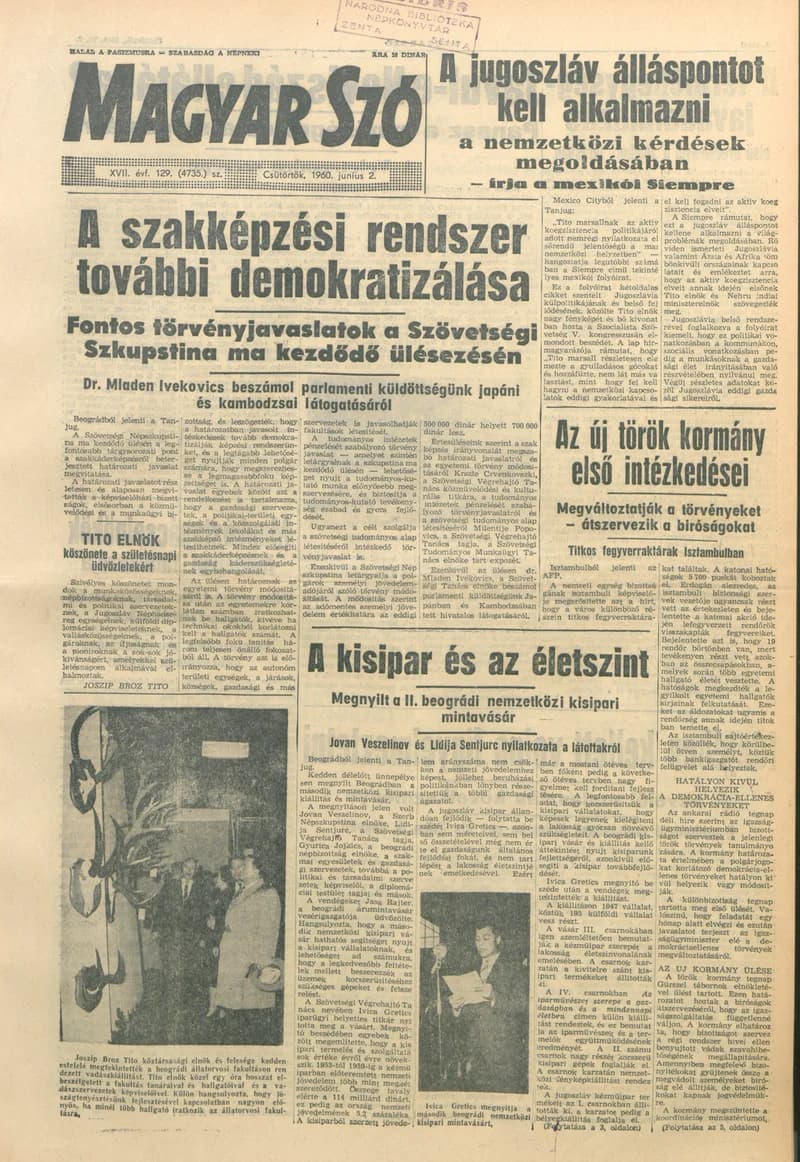 Magyar Szó, 17. évf. 1960. június 2. 129. sz. 1–12. oldal