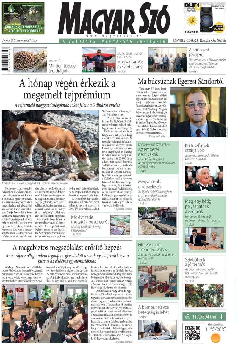 Magyar Szó, 78. évf. 2021. szeptember 7. 208. sz. 1–20. oldal