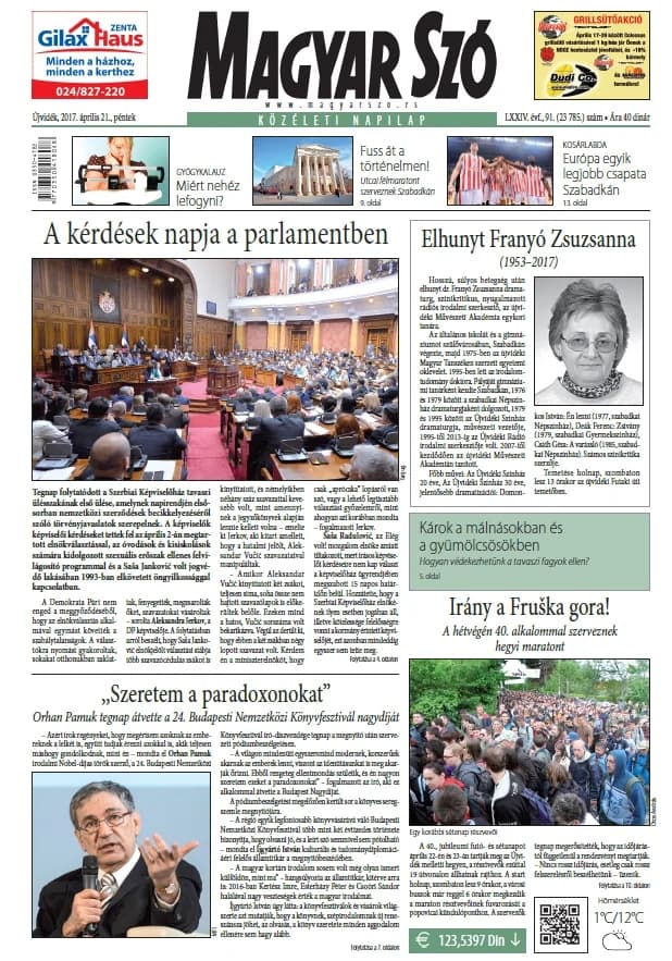 Magyar Szó, 74. évf. 2017. április 21. 91. sz. 1–16. oldal