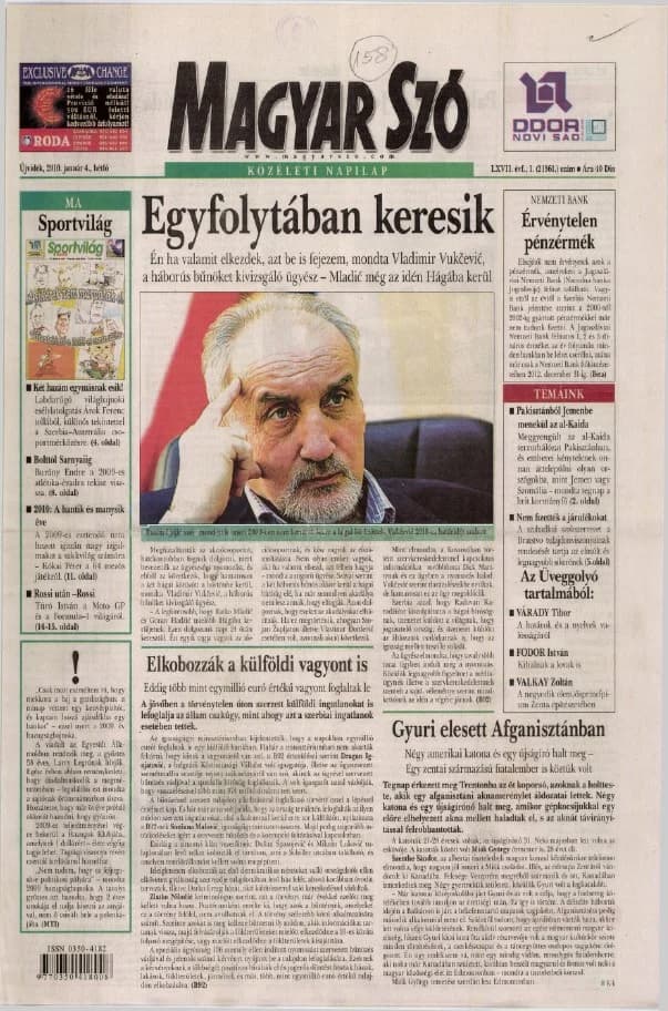 Magyar Szó, 67. évf. 2010. január 4. 1. sz. 1–16. oldal