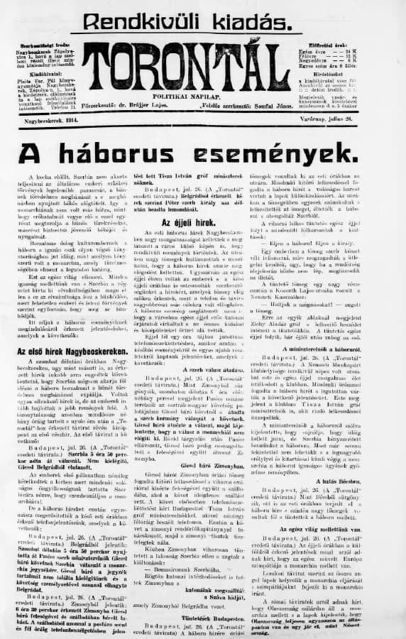 Torontál, 43. évf. 1914. július 26. 167. sz.