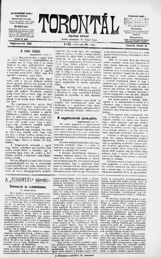 Torontál, 29. évf. 1900. február 10. 33. sz.