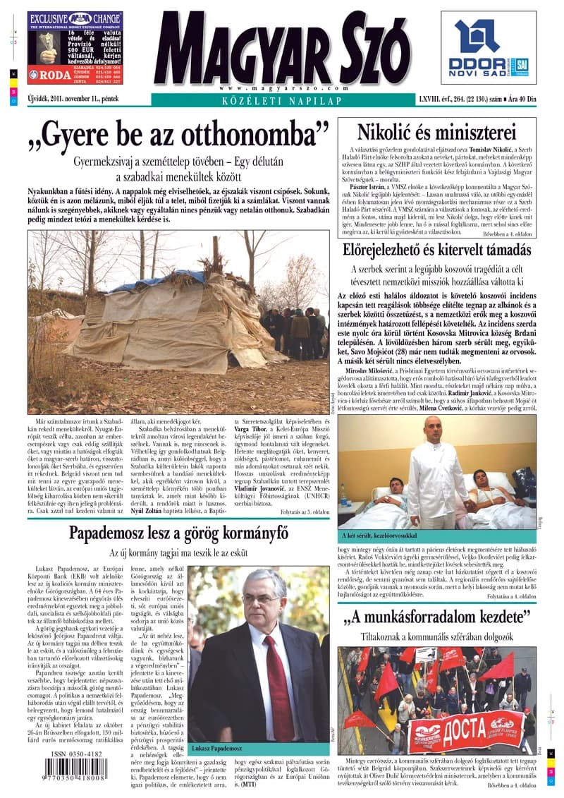 Magyar Szó, 68. évf. 2011. november 11. 264. sz. 1–20. oldal