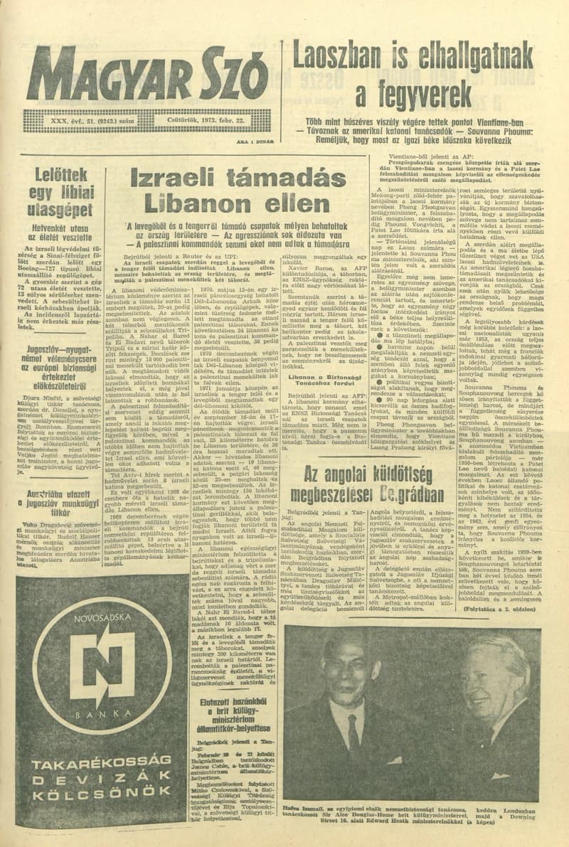 Magyar Szó, 30. évf. 1973. február 22. 51. sz. 1–16. oldal