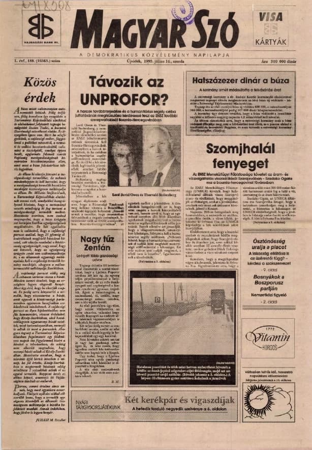 Magyar Szó, 50. évf. 1993. július 14. 188. sz. 1–12. oldal