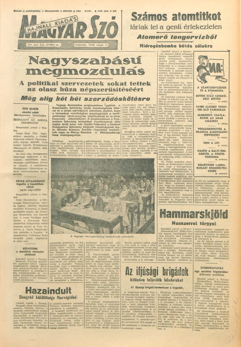 Magyar Szó, 15. évf. 1958. szeptember 4. 222. sz. 1–14. oldal