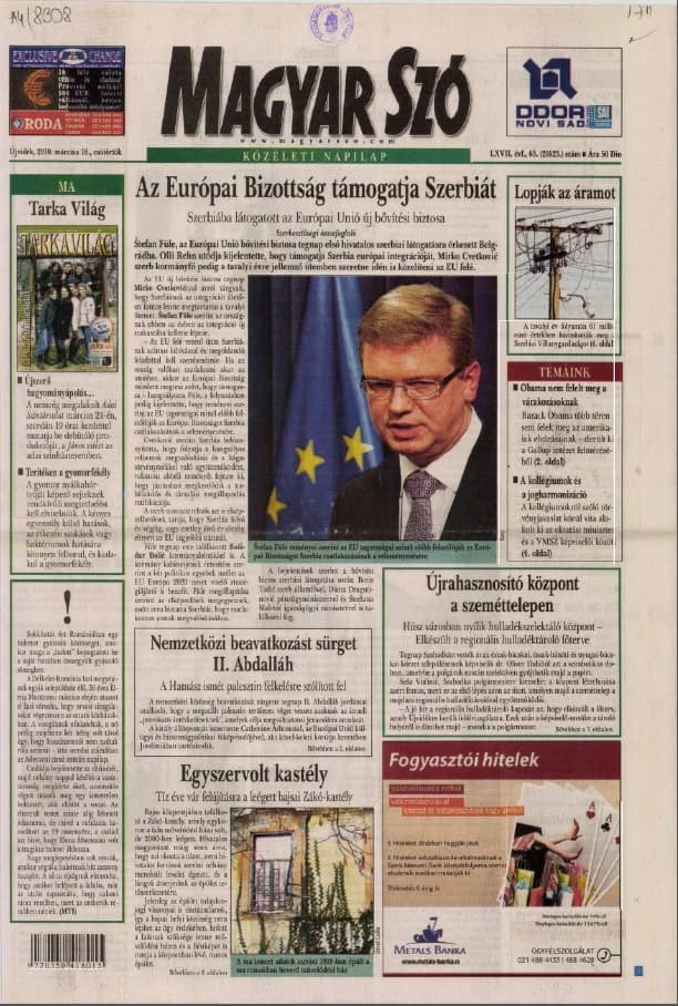 Magyar Szó, 67. évf. 2010. március 18. 63. sz. 1–20. oldal