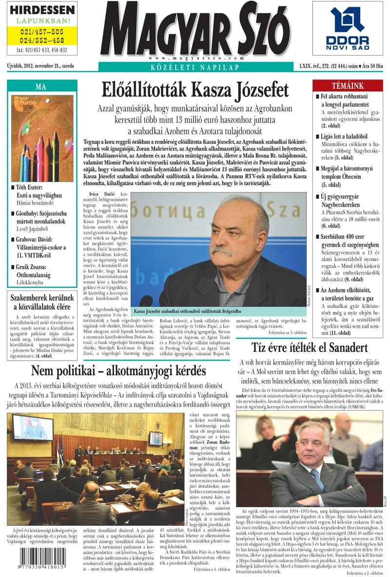 Magyar Szó, 69. évf. 2012. november 21. 272. sz. 1–20. oldal