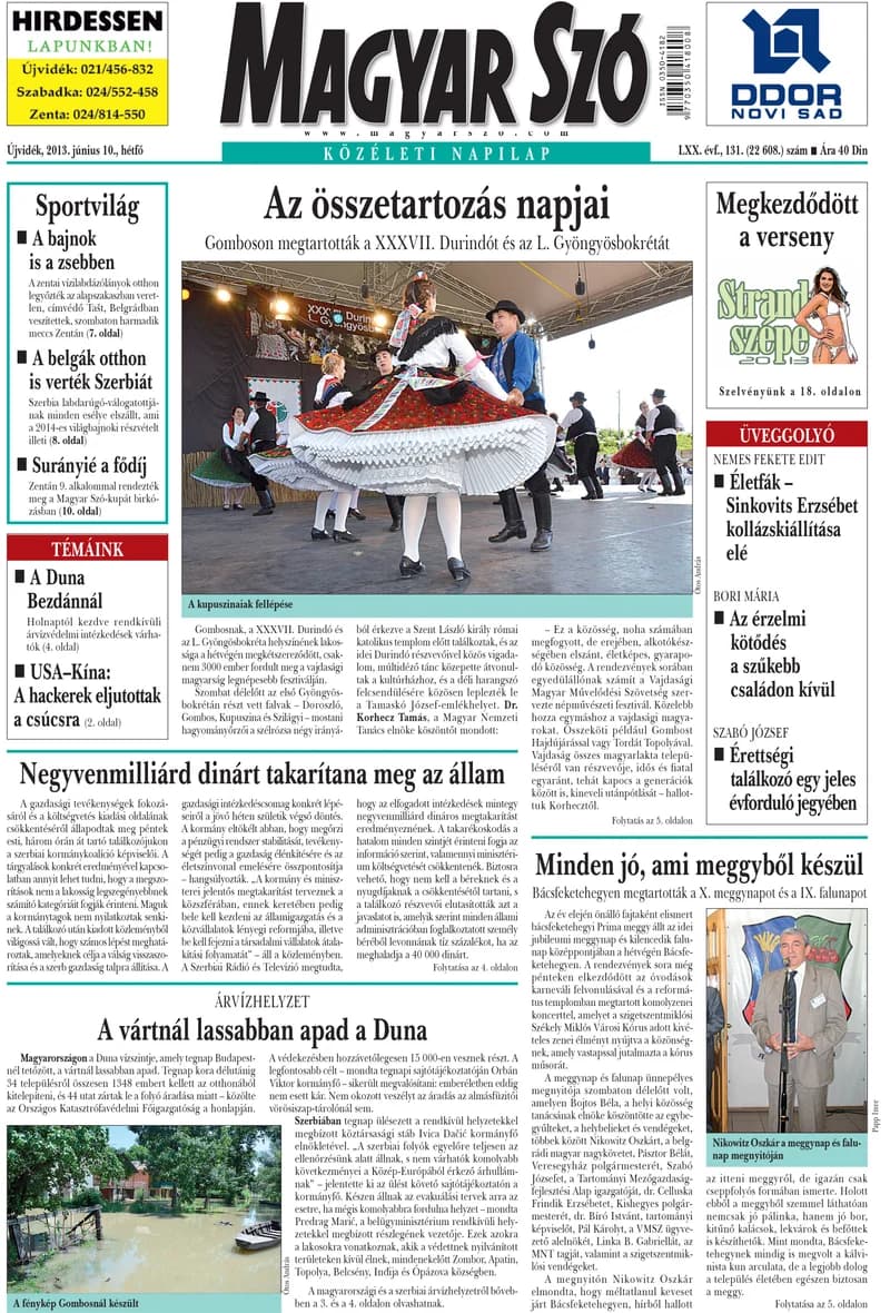 Magyar Szó, 70. évf. 2013. június 10. 131. sz. 1–16. oldal