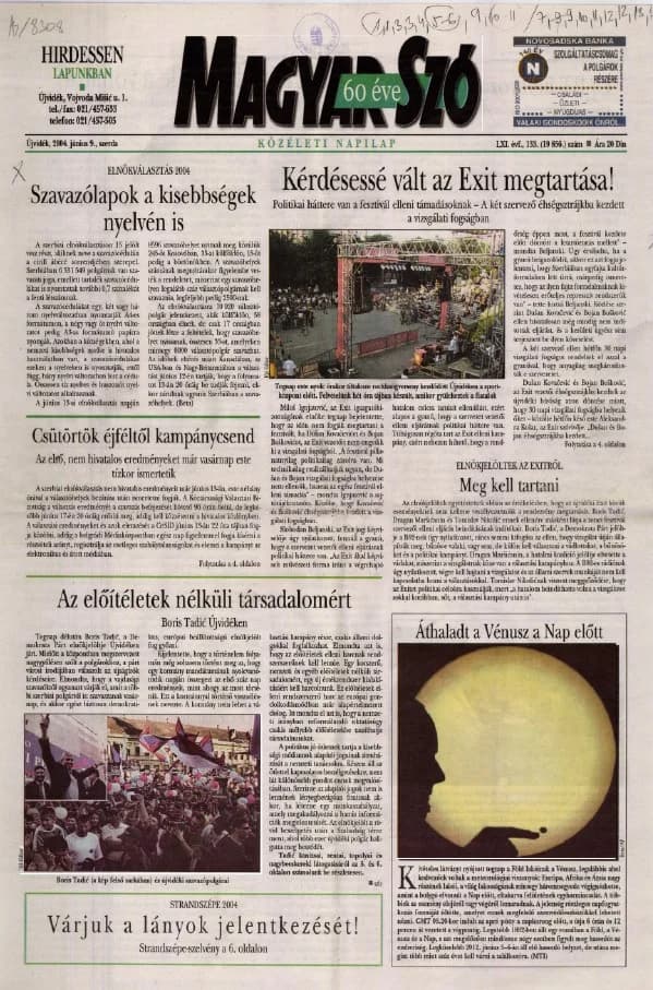 Magyar Szó, 61. évf. 2004. június 9. 133. sz. 1–20. oldal