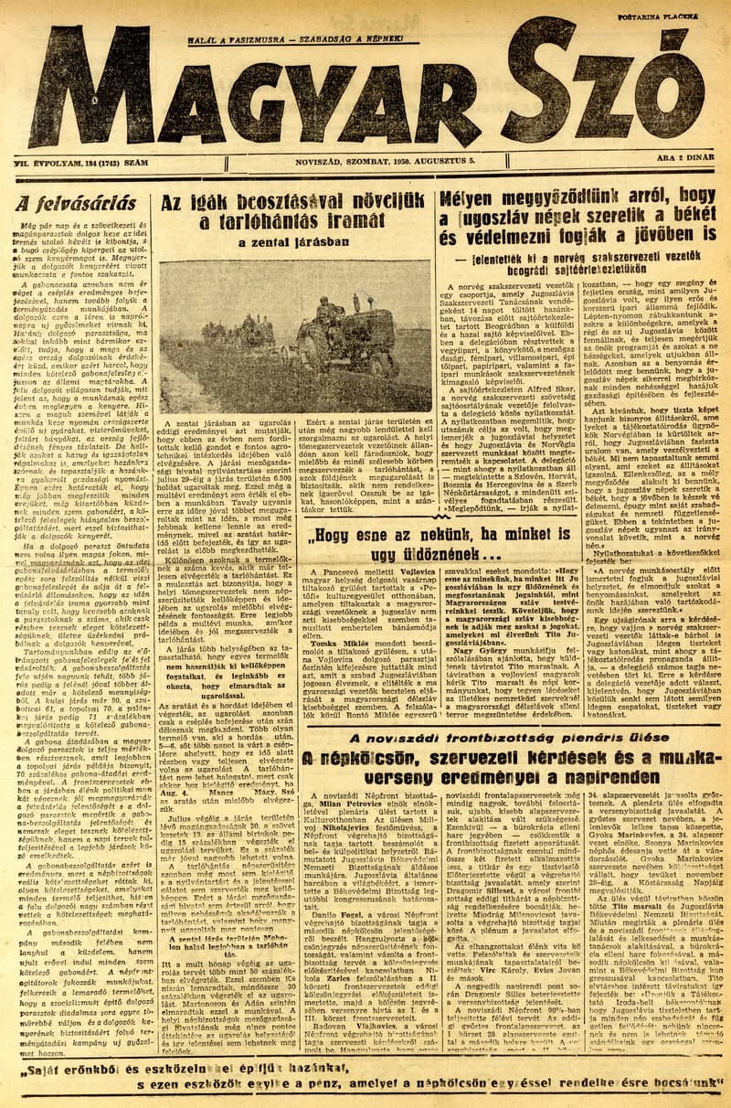 Magyar Szó, 7. évf. 1950. augusztus 5. 184. sz. 1–4. oldal