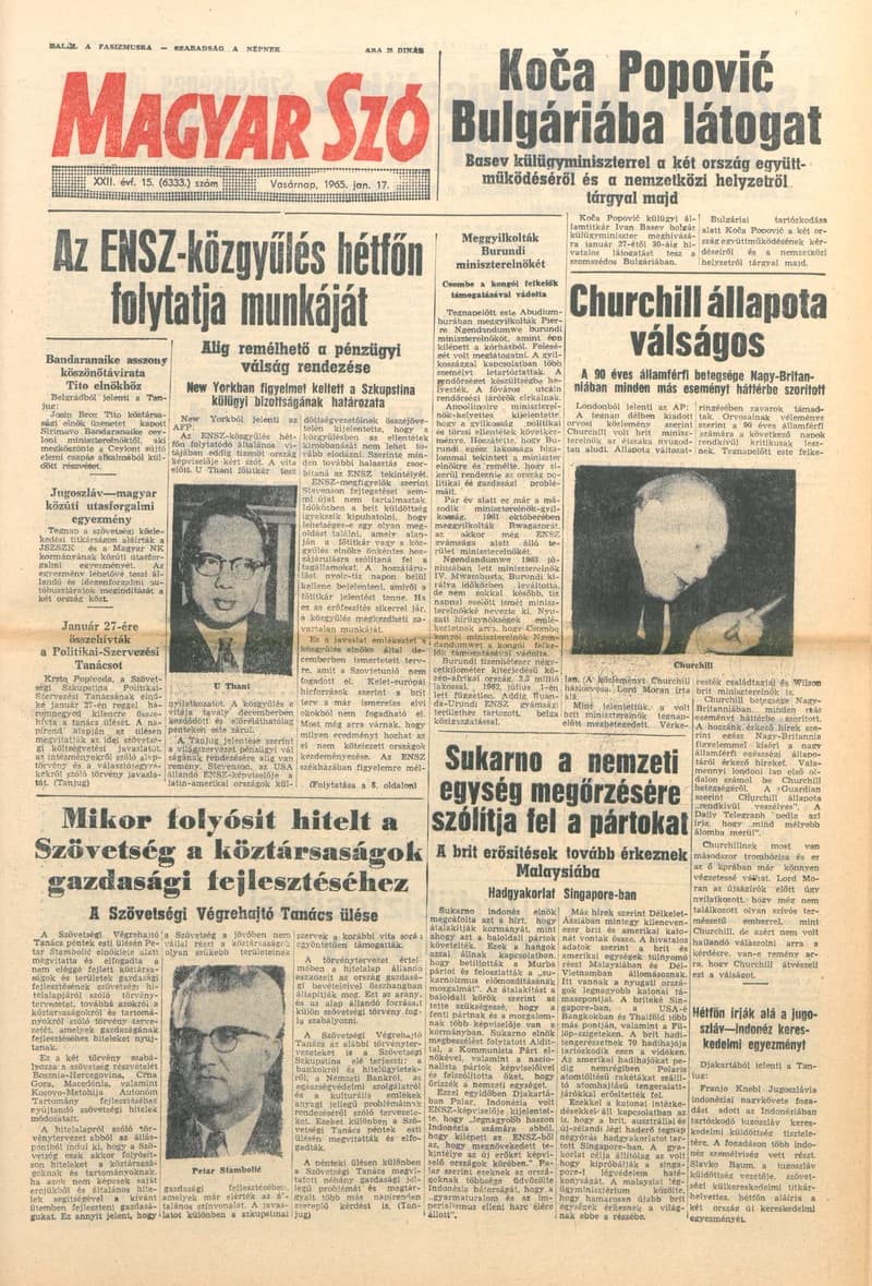 Magyar Szó, 22. évf. 1965. január 17. 15. sz. 1–24. oldal