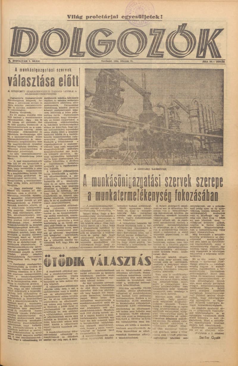 Dolgozók, 10. évf. 1956. február 21. 9. sz.