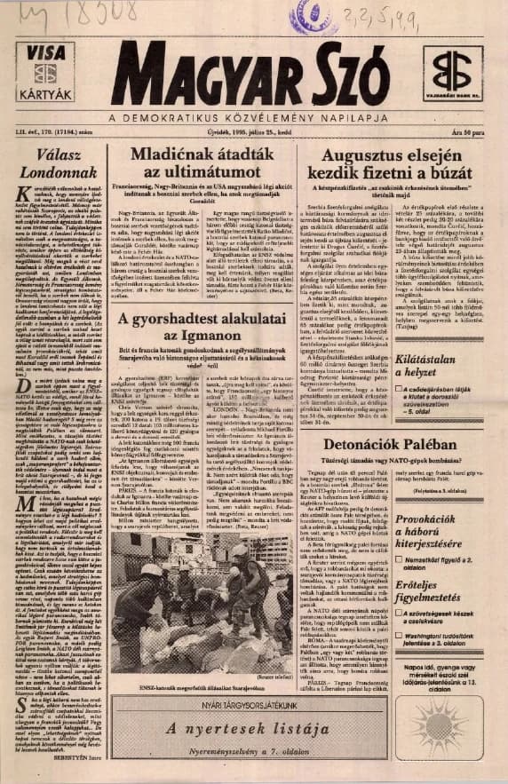 Magyar Szó, 52. évf. 1995. július 25. 170. sz. 1–16. oldal