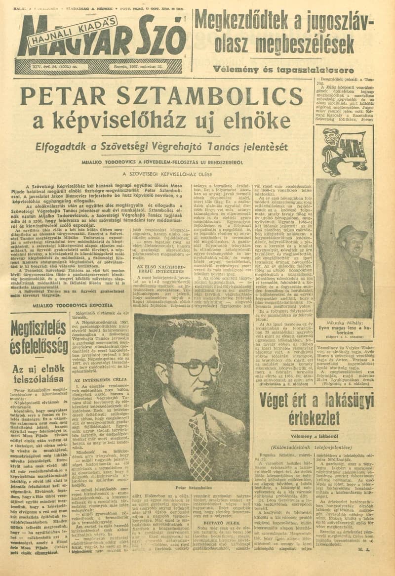 Magyar Szó, 14. évf. 1957. március 27. 84. sz. 1–14. oldal