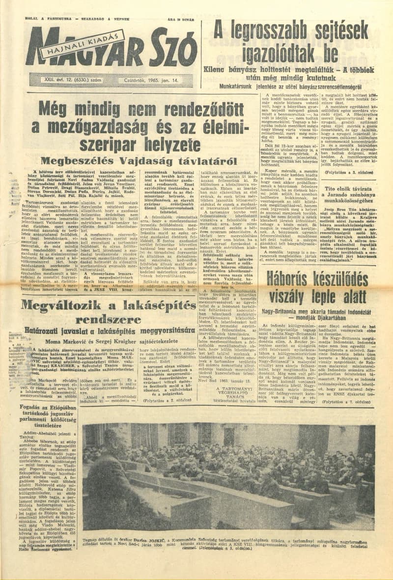 Magyar Szó, 22. évf. 1965. január 14. 12. sz. 1–16. oldal